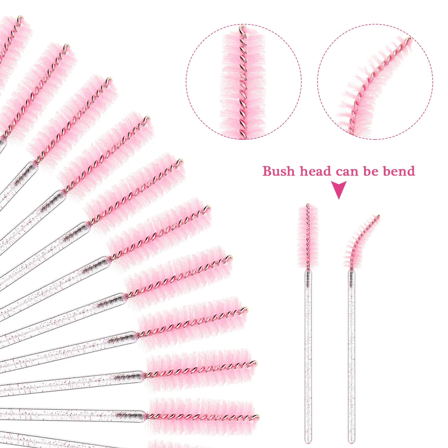 24 Pieces Plastic Eyelash Extension Tweezers False Eyelash Applicator Tool Eyelash Auxiliary Clip and 100 Pieces Eyelash Brush Mascara Wands Applicator for Eyelash Application (Pink) Pink