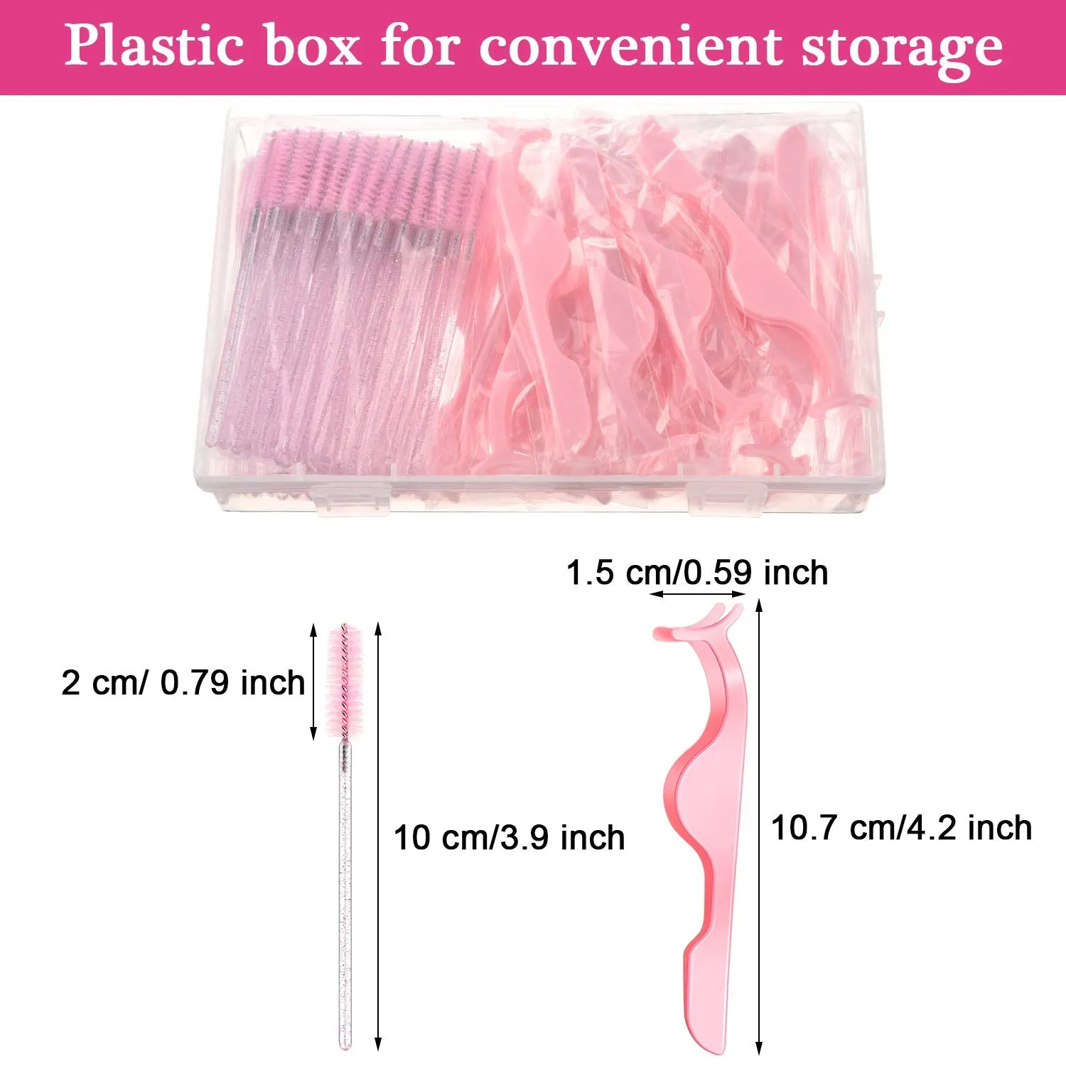 24 Pieces Plastic Eyelash Extension Tweezers False Eyelash Applicator Tool Eyelash Auxiliary Clip and 100 Pieces Eyelash Brush Mascara Wands Applicator for Eyelash Application (Pink) Pink