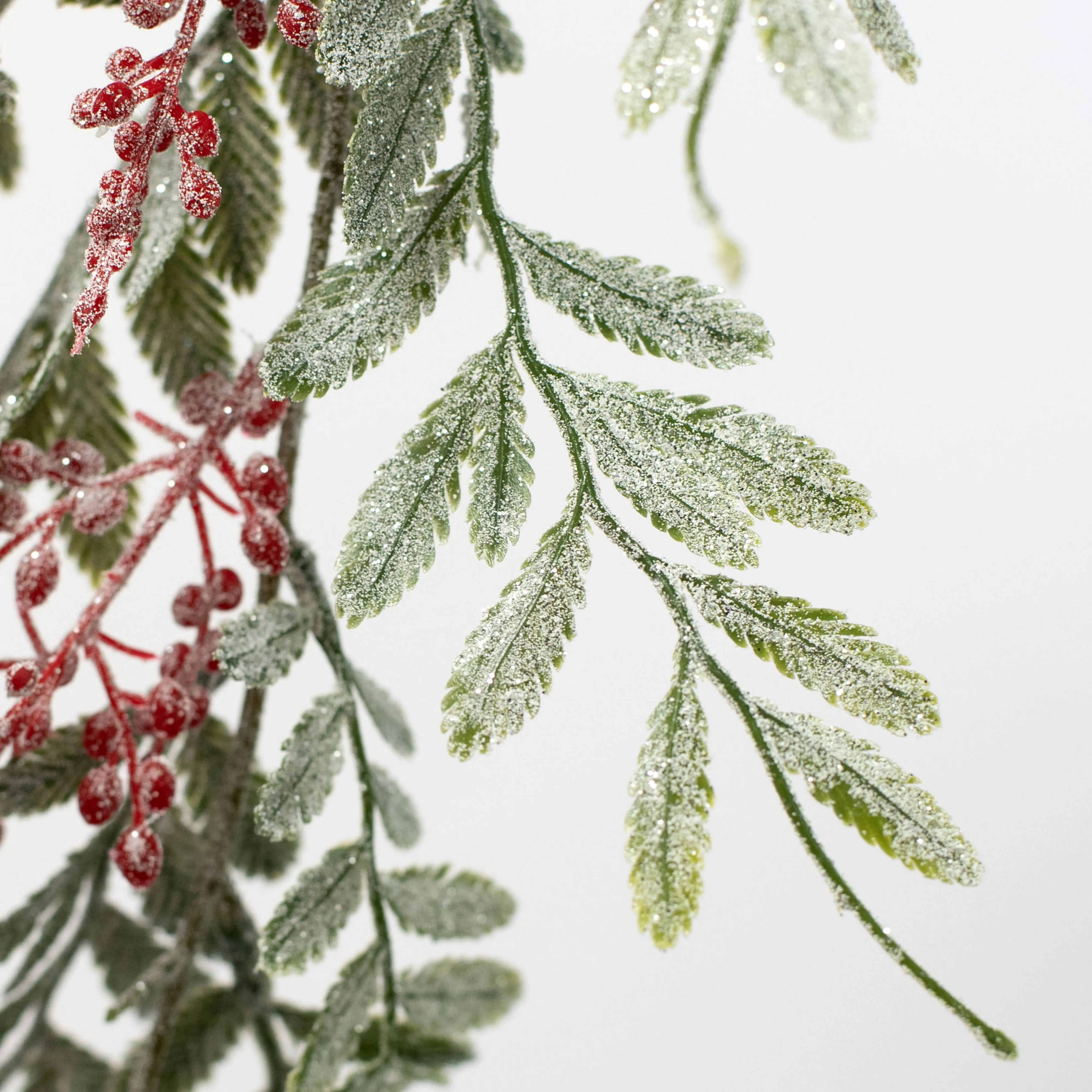 46" Frosted Glitter Hanging Pepper Berry Branch