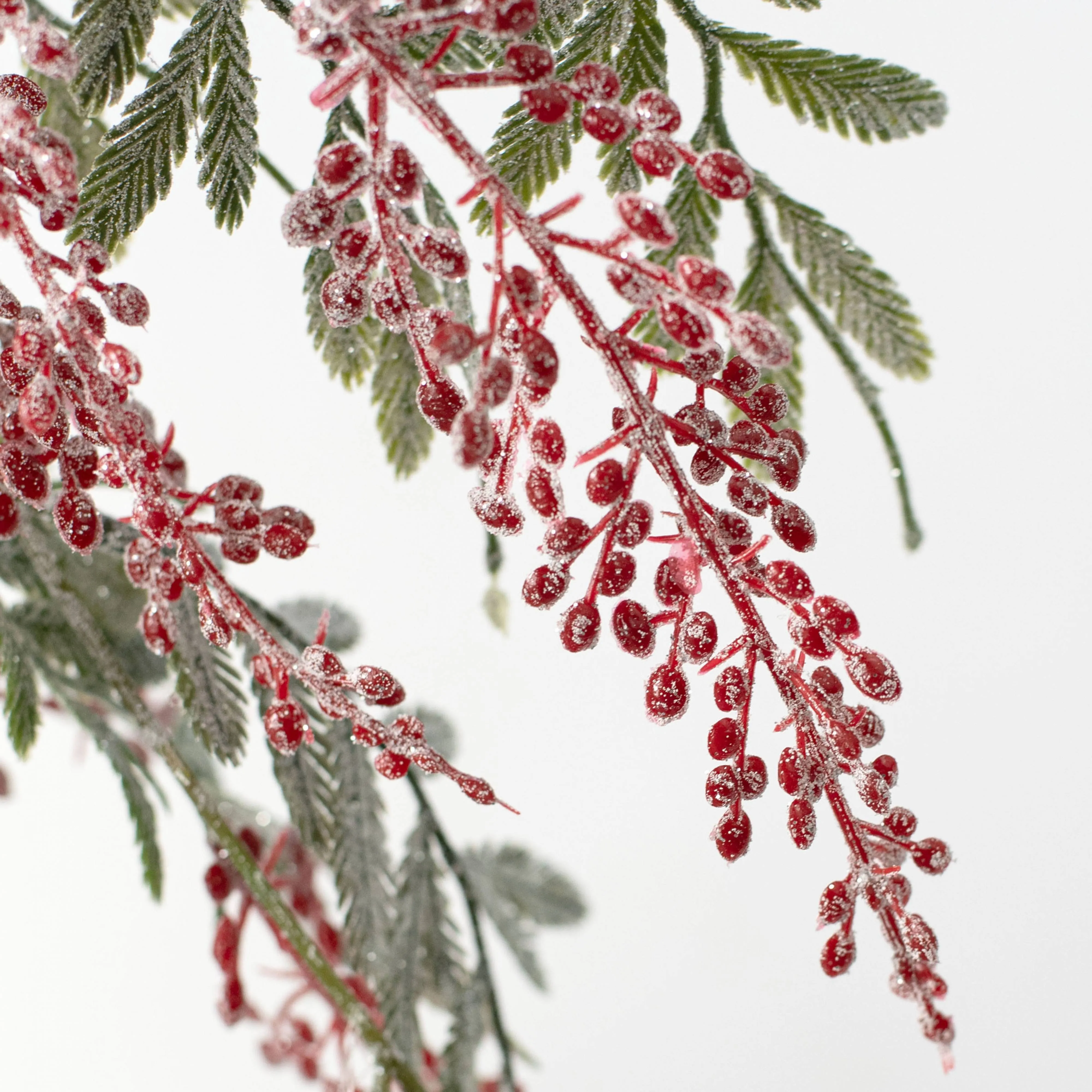 46" Frosted Glitter Hanging Pepper Berry Branch
