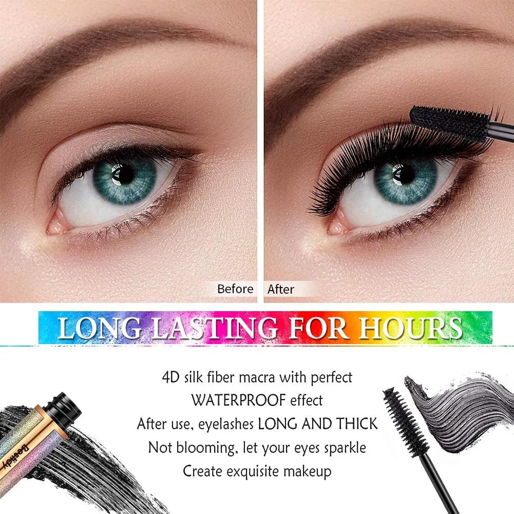 4D Silk Fiber Lash Mascara,Natural Waterproof Smudge-proof Mascara,Natural Thickening Lengthening Mascara No Clumping, No Smudging Lasting All Day (black)
