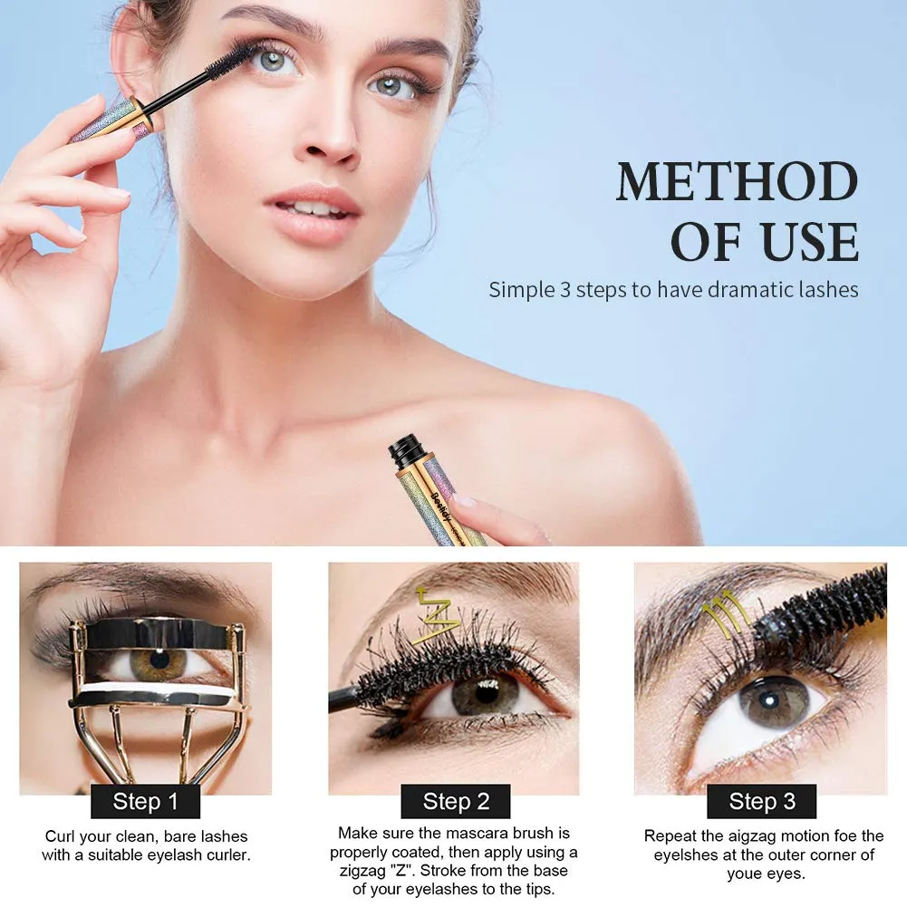 4D Silk Fiber Lash Mascara,Natural Waterproof Smudge-proof Mascara,Natural Thickening Lengthening Mascara No Clumping, No Smudging Lasting All Day (black)