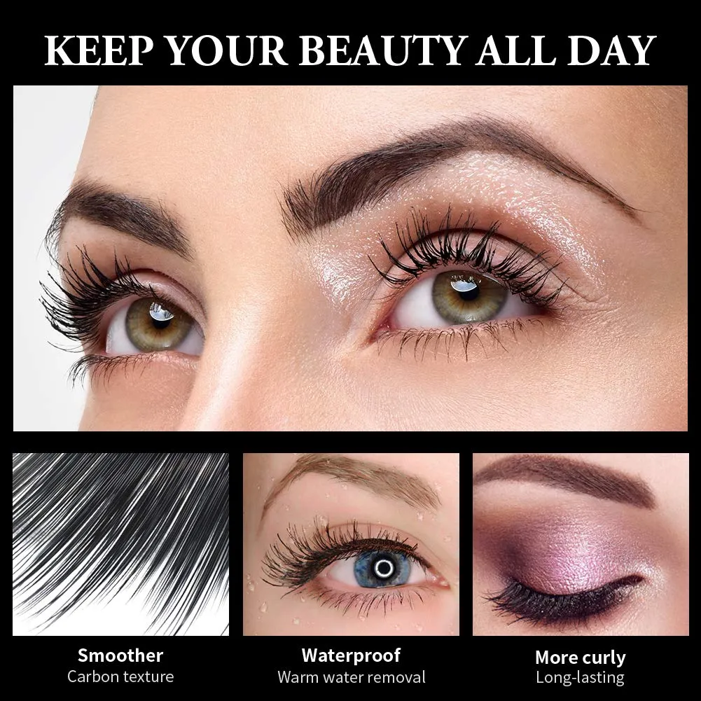 4D Silk Fiber Lash Mascara,Natural Waterproof Smudge-proof Mascara,Natural Thickening Lengthening Mascara No Clumping, No Smudging Lasting All Day (black)