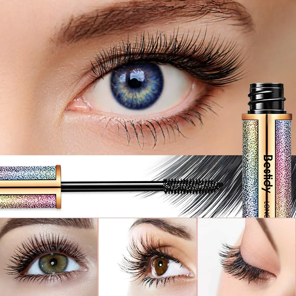 4D Silk Fiber Lash Mascara,Natural Waterproof Smudge-proof Mascara,Natural Thickening Lengthening Mascara No Clumping, No Smudging Lasting All Day (black)
