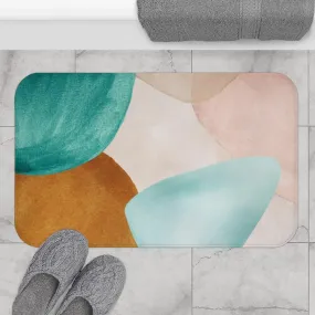 Abstract Boho Bath Mat | Blush Pink Teal