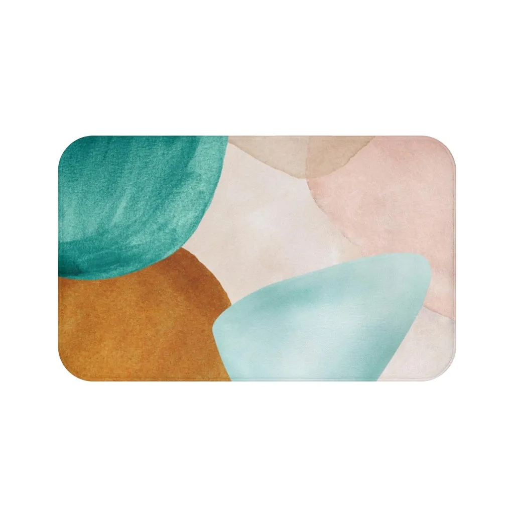 Abstract Boho Bath Mat | Blush Pink Teal