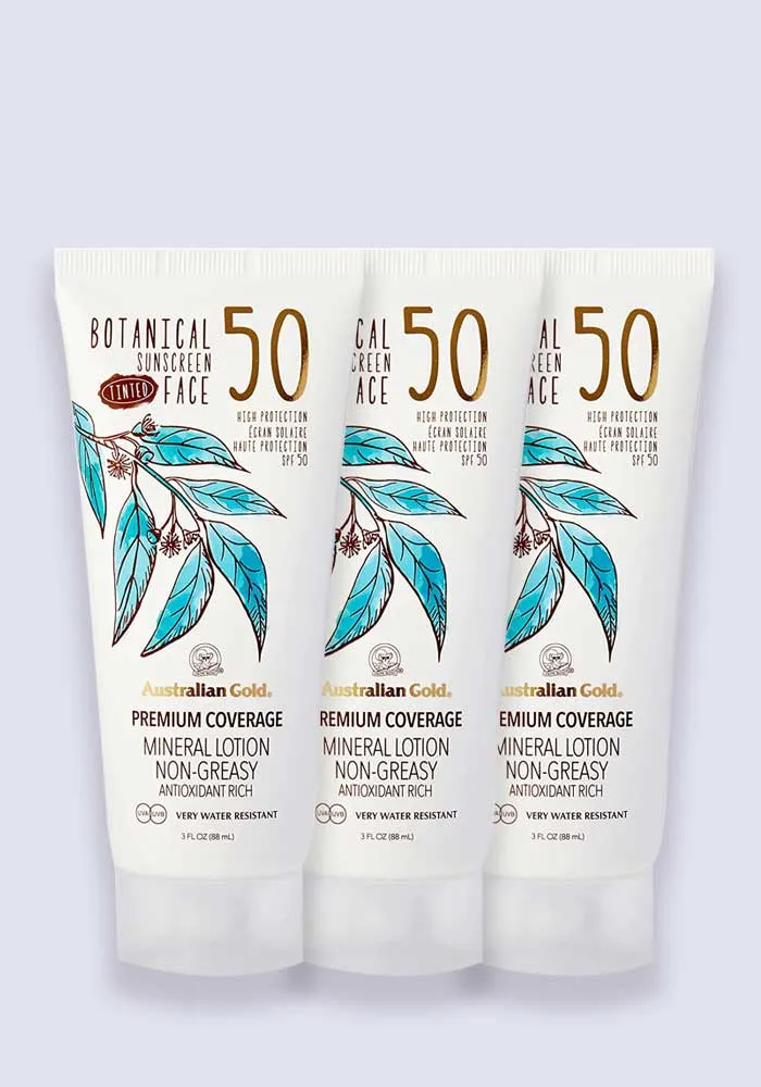 Australian Gold Botanical Tinted Mineral Face Lotion SPF 50 - Fair/Light 88ml - 3 Pack Saver