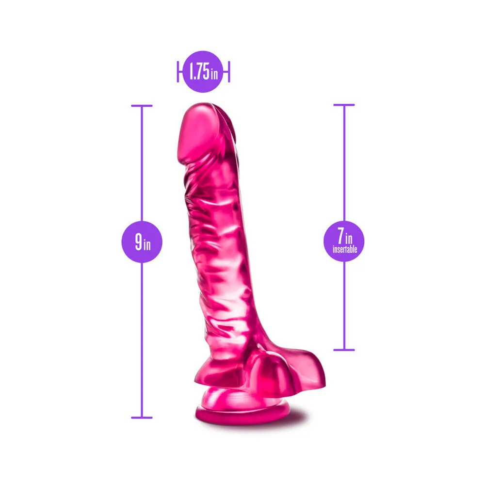 B Yours Basic 8 Realistic 9 in. Dildo with Balls Pink