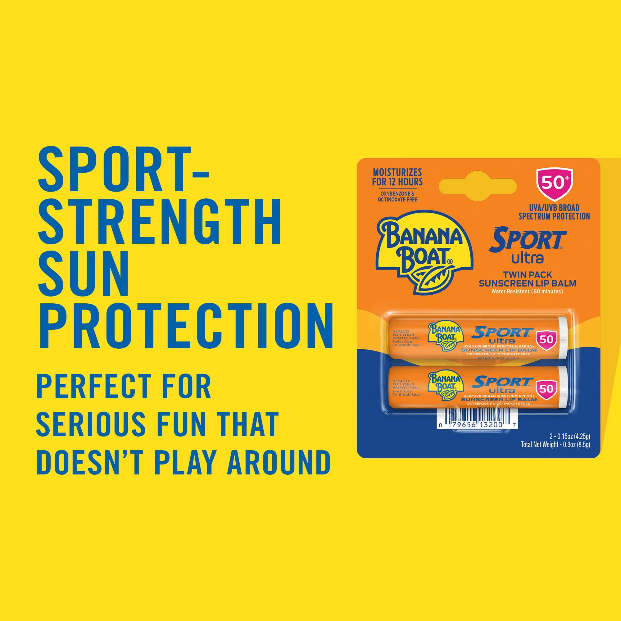 Banana Boat Sport Ultra SPF 50 Lip Sunscreen Twin Pack | SPF Lip Balm Pack, Banana Boat Lip Balm SPF 50, Oxybenzone Free Sunscreen, Lip Sunblock, Travel Size Sunscreen for Lips, 2 Pack SPF 50 