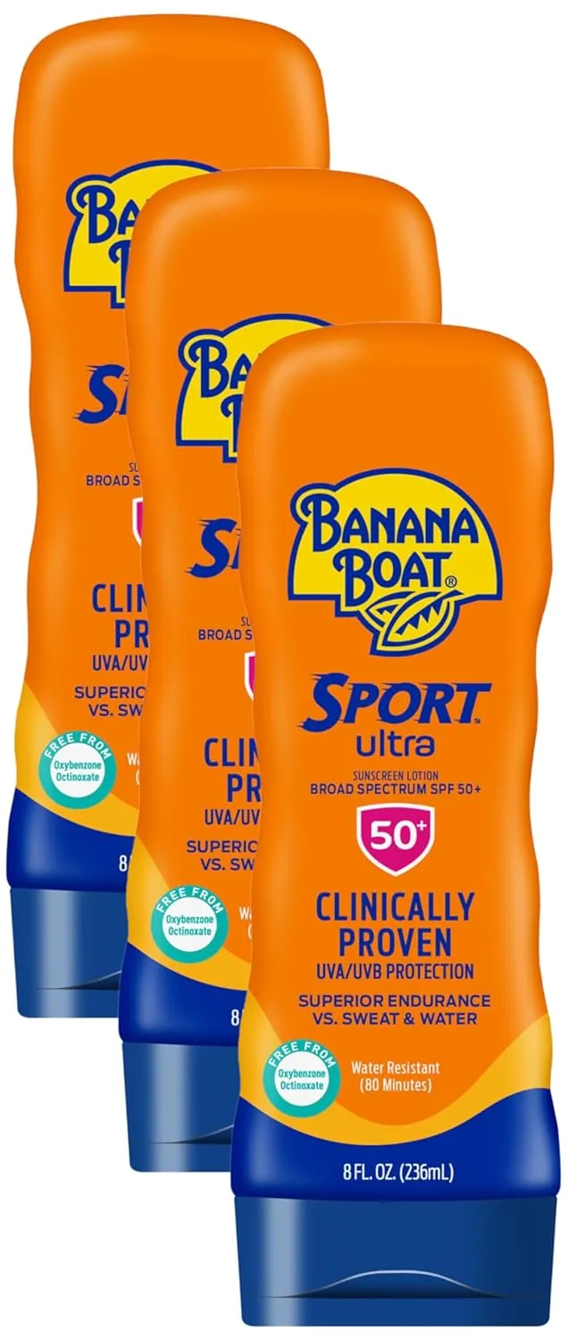 Banana Boat Sport Ultra SPF 50 Sunscreen Lotion, 12oz | Banana Boat Sunscreen SPF 50 Lotion, Oxybenzone Free Sunscreen, Sunblock Lotion Sunscreen, Family Size Sunscreen, 12oz