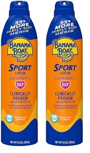 Banana Boat Sport Ultra SPF 50 Sunscreen Lotion, 12oz | Banana Boat Sunscreen SPF 50 Lotion, Oxybenzone Free Sunscreen, Sunblock Lotion Sunscreen, Family Size Sunscreen, 12oz