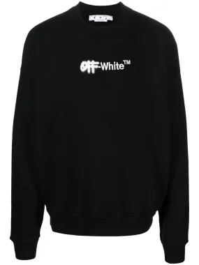 Black/white embroidered logo crew-neck sweatshirt