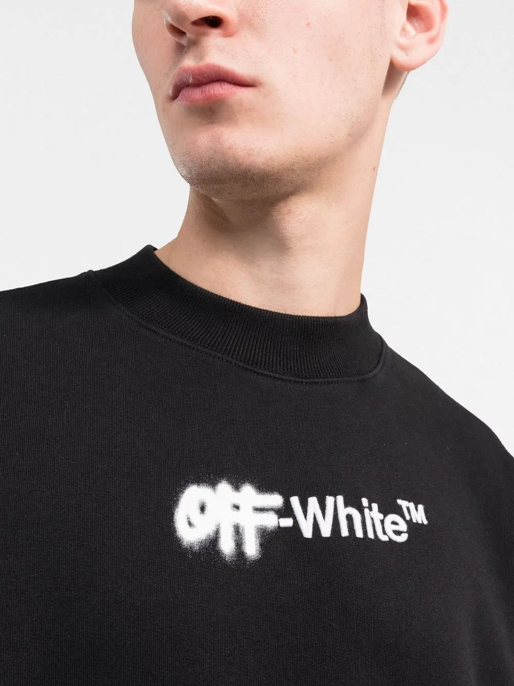 Black/white embroidered logo crew-neck sweatshirt