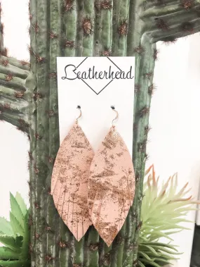 Fab Fringe Leather Earrings - Blush/Gold Metallic