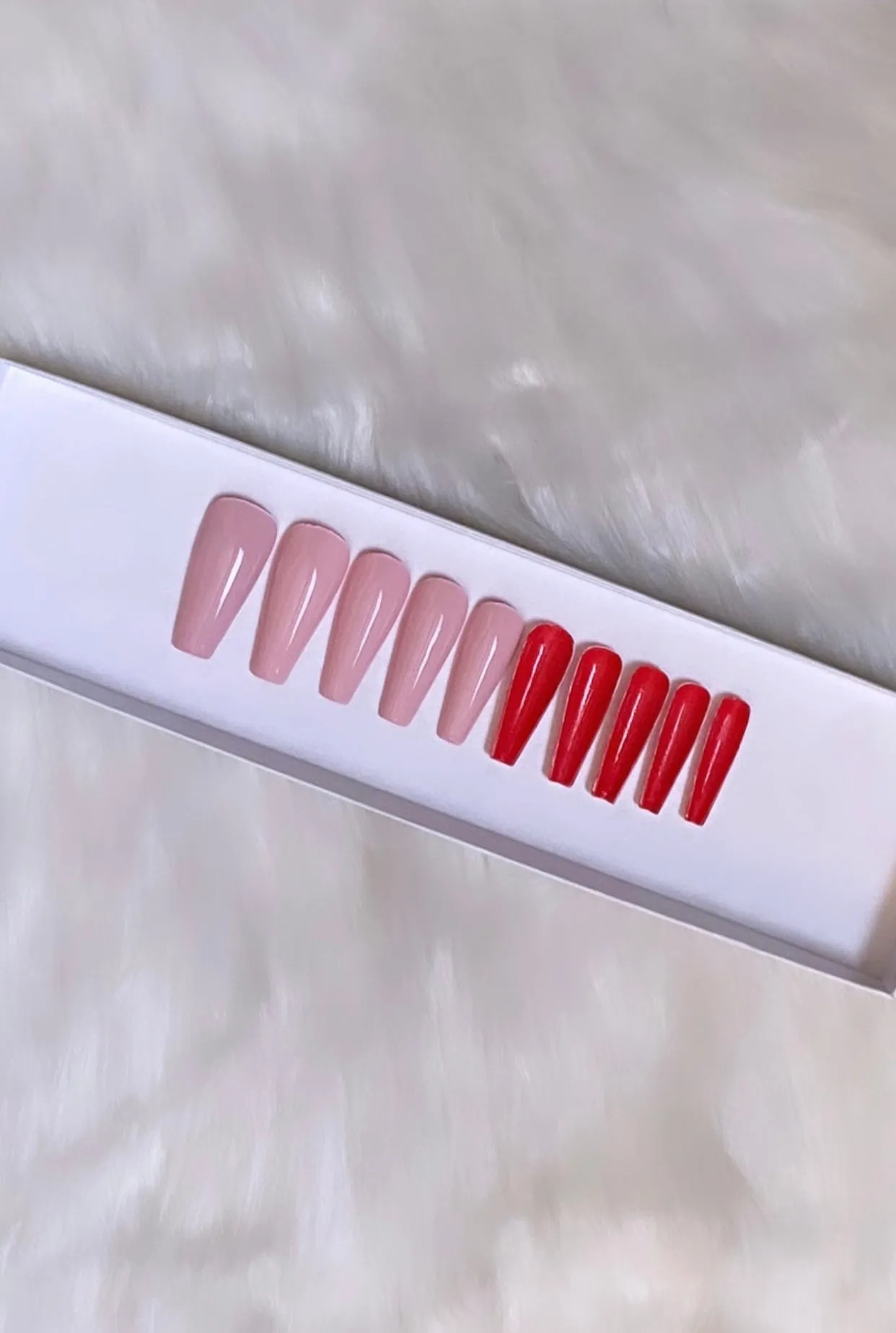 For the Love of Shanell: Be Mine | Nude & Red | 20 NAILS PRESS-ON SET