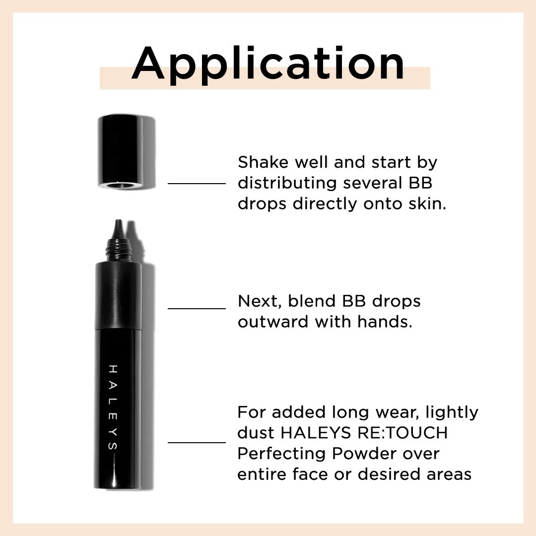 HALEYS RE:INVENT BB Drops (MEDIUM/TAN) Vegan, Cruelty-Free Tinted BB Moisturizer Foundation with Marula Face Oil - Hydrate Skin with Sheer Coverage for a Natural, Healthy-Looking Complexion