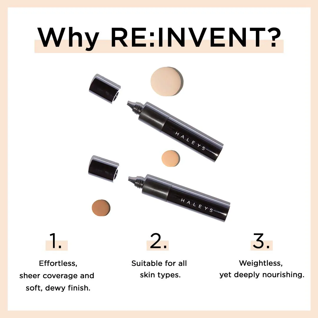 HALEYS RE:INVENT BB Drops (MEDIUM/TAN) Vegan, Cruelty-Free Tinted BB Moisturizer Foundation with Marula Face Oil - Hydrate Skin with Sheer Coverage for a Natural, Healthy-Looking Complexion