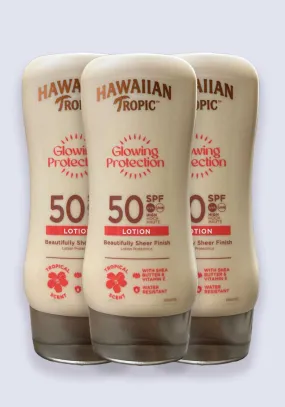 Hawaiian Tropic Glowing Protection Sun Lotion SPF 50 180ml - 3 Pack Saver