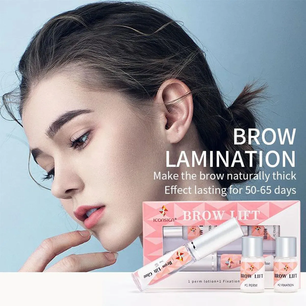 Iconsign Brow Lamination Kit – Eyebrow Perming, Lifting, Shaping & Tinting with Support Brushes for Fuller, Defined Brows at Home