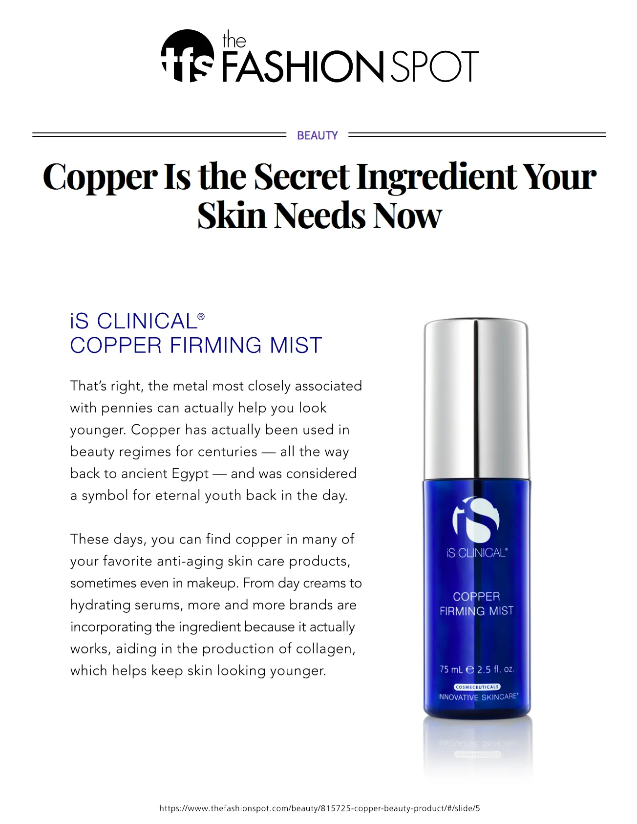 iS Clinical Copper Firming Mist