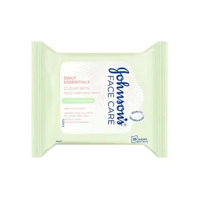 Johnson's Face Care Daily Essentials Clear Skin Wipes Combination Skin 25 Pack