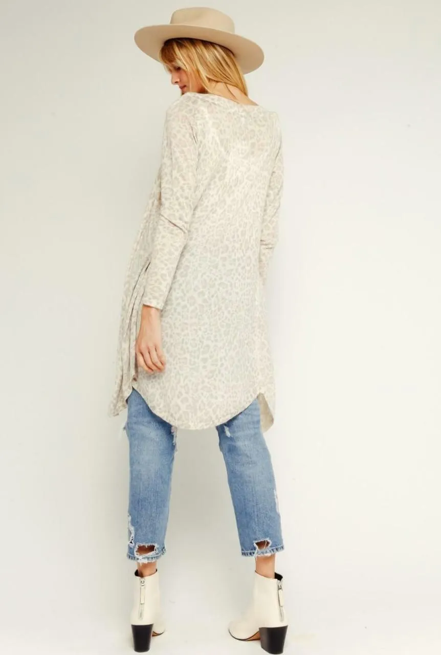Kara Blush Leopard Print Cardigan Sweater