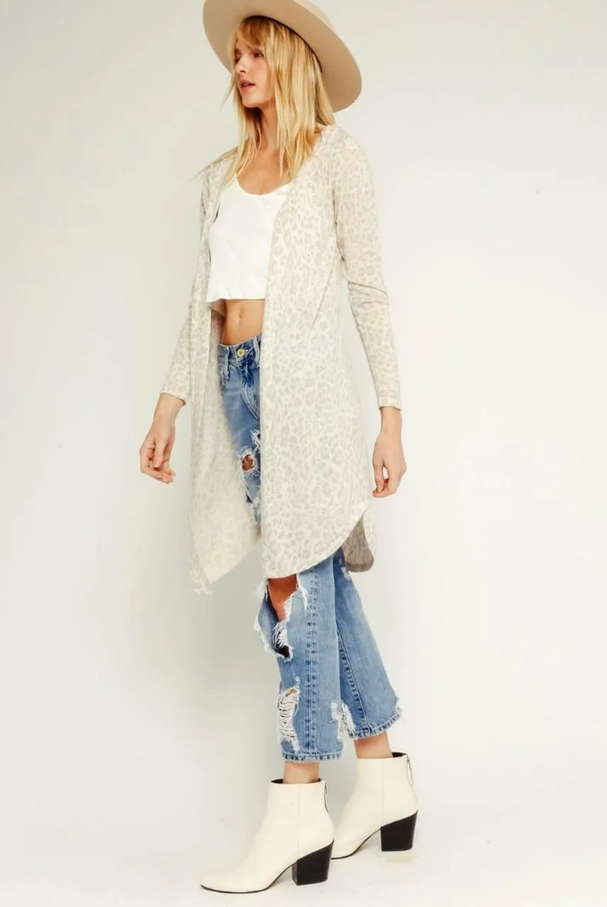Kara Blush Leopard Print Cardigan Sweater