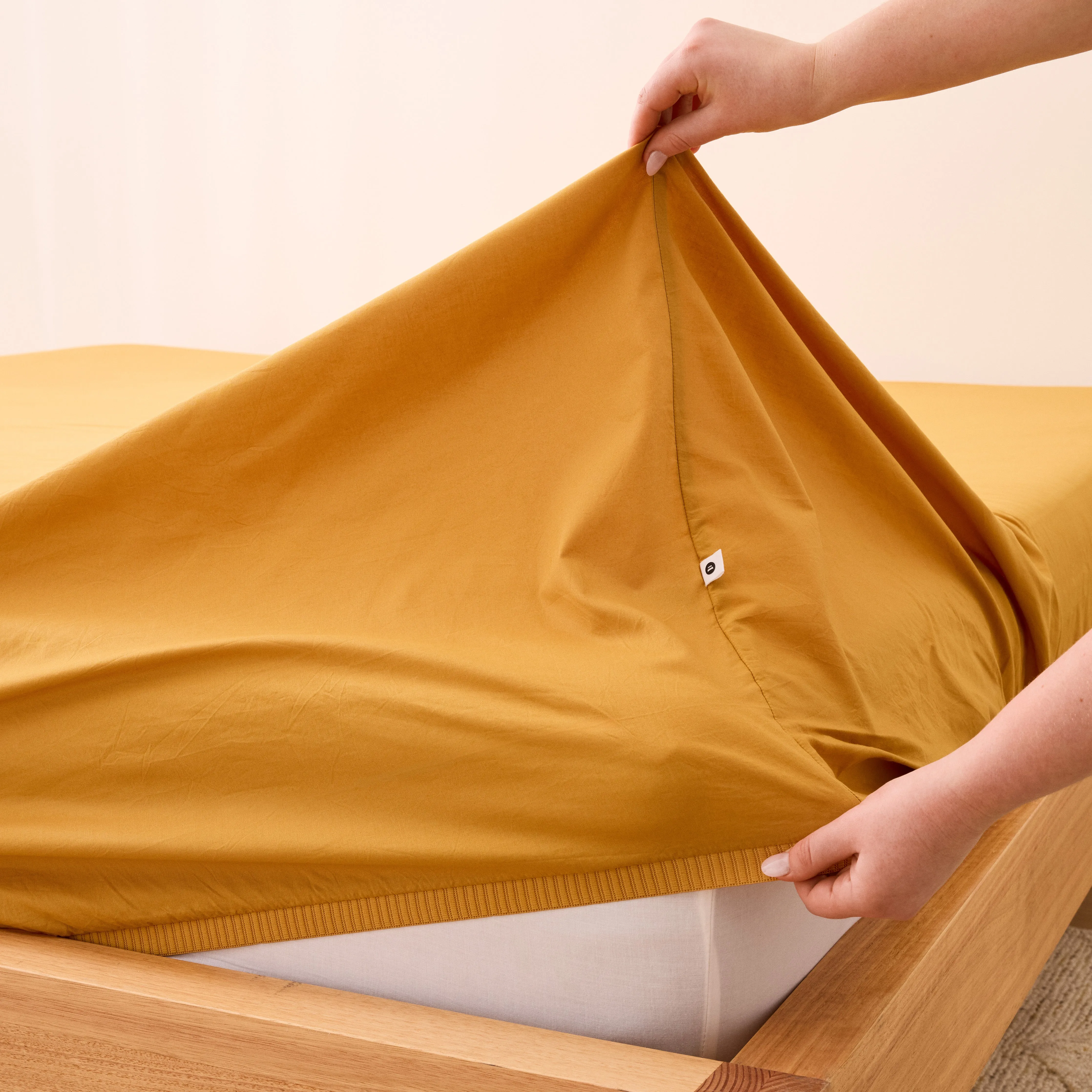 Leo Washed Cotton - Mustard Fitted Sheet