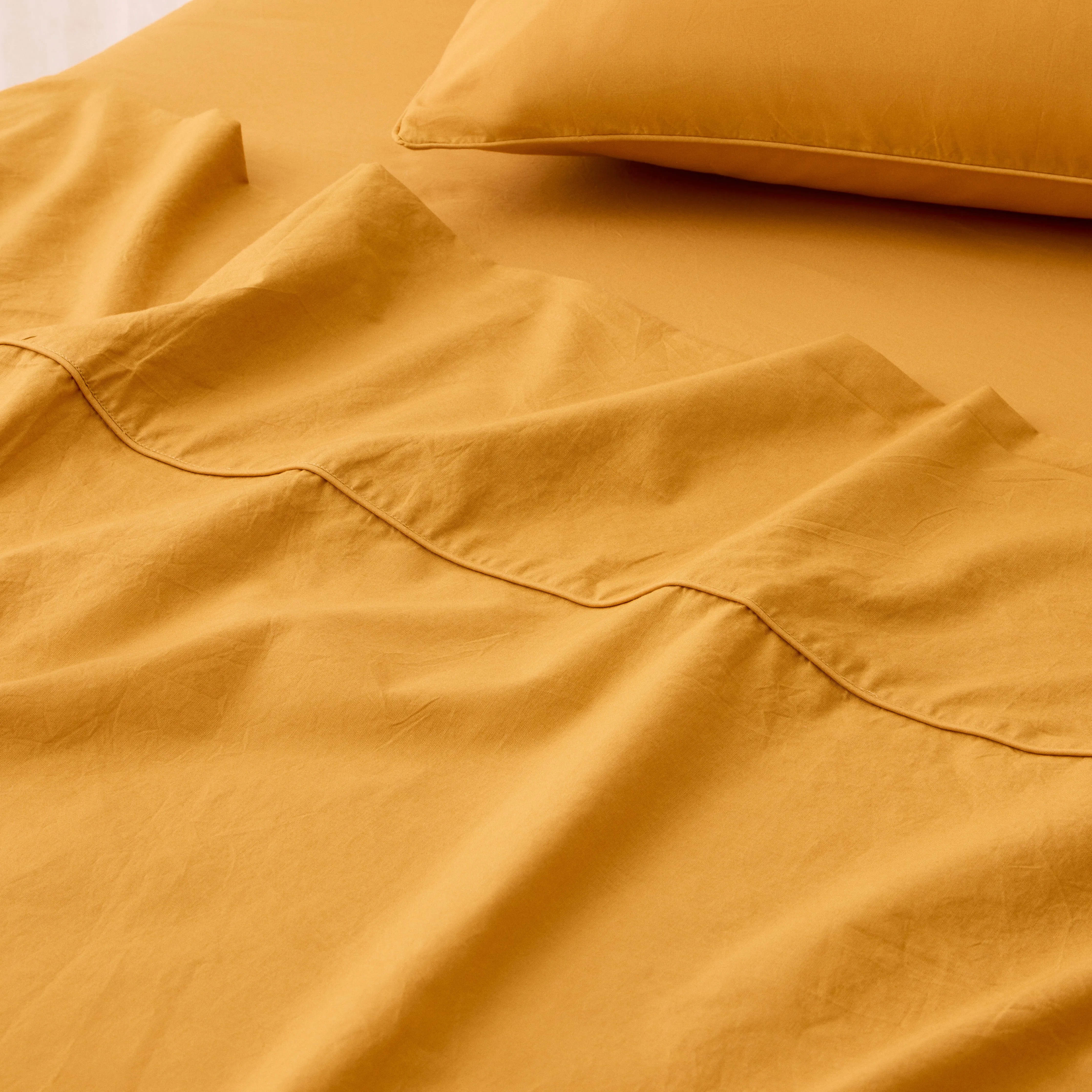 Leo Washed Cotton - Mustard Kids Flat Sheet