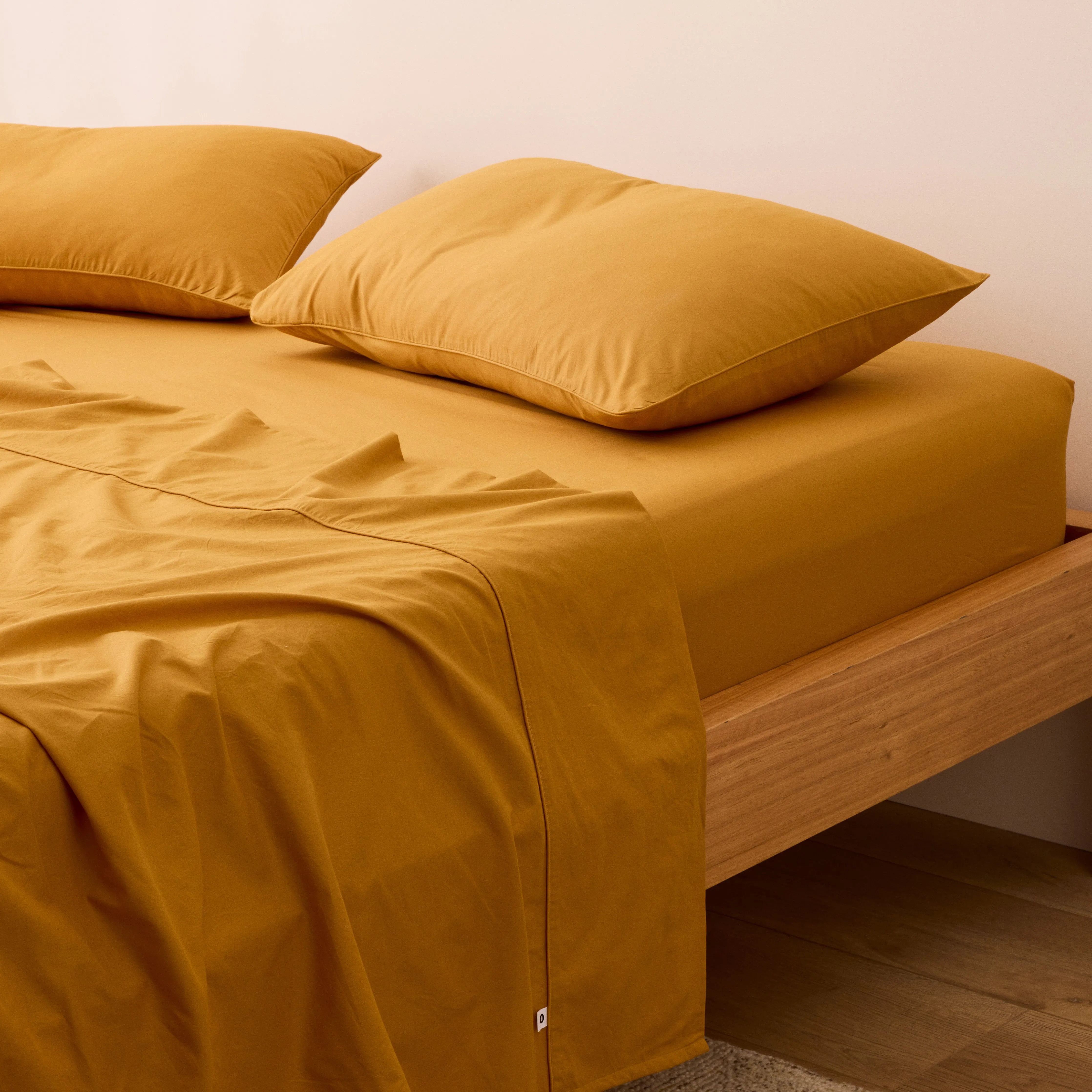 Leo Washed Cotton - Mustard Kids Flat Sheet