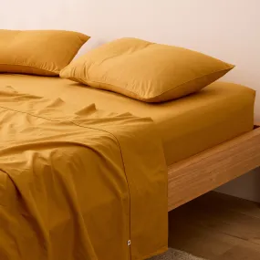 Leo Washed Cotton - Mustard Kids Flat Sheet
