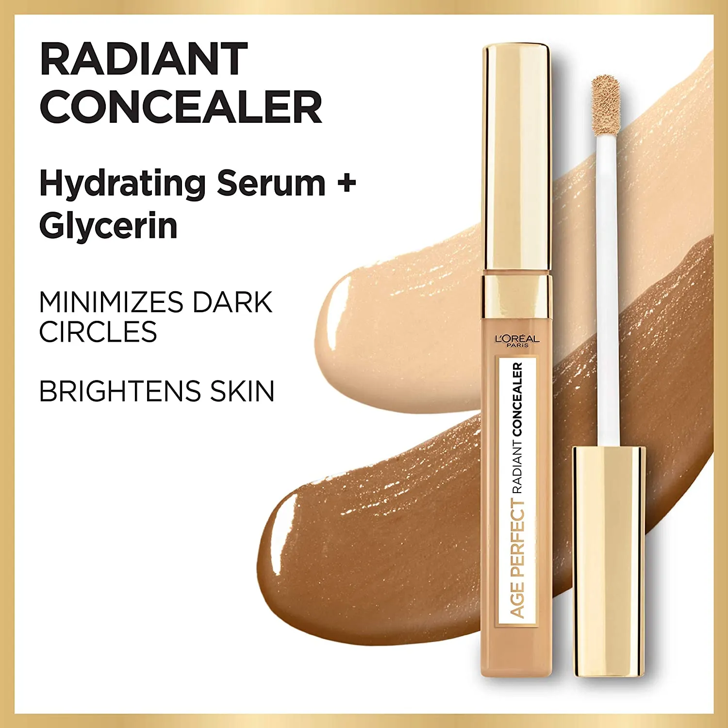 L'Oreal Paris Age Perfect Radiant Concealer with Hydrating Serum & Glycerin, Cream Beige