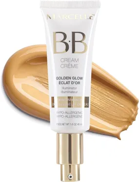 New Marcelle BB Cream Golden Glow, Universal Shade, Tinted Moisturizer, Skin Enhancer, Illuminator, Beauty Balm, Non-Comedogenic, Paraben-Free, Oil-Free, Hypoallergenic, Cruelty-Free, 45 mL