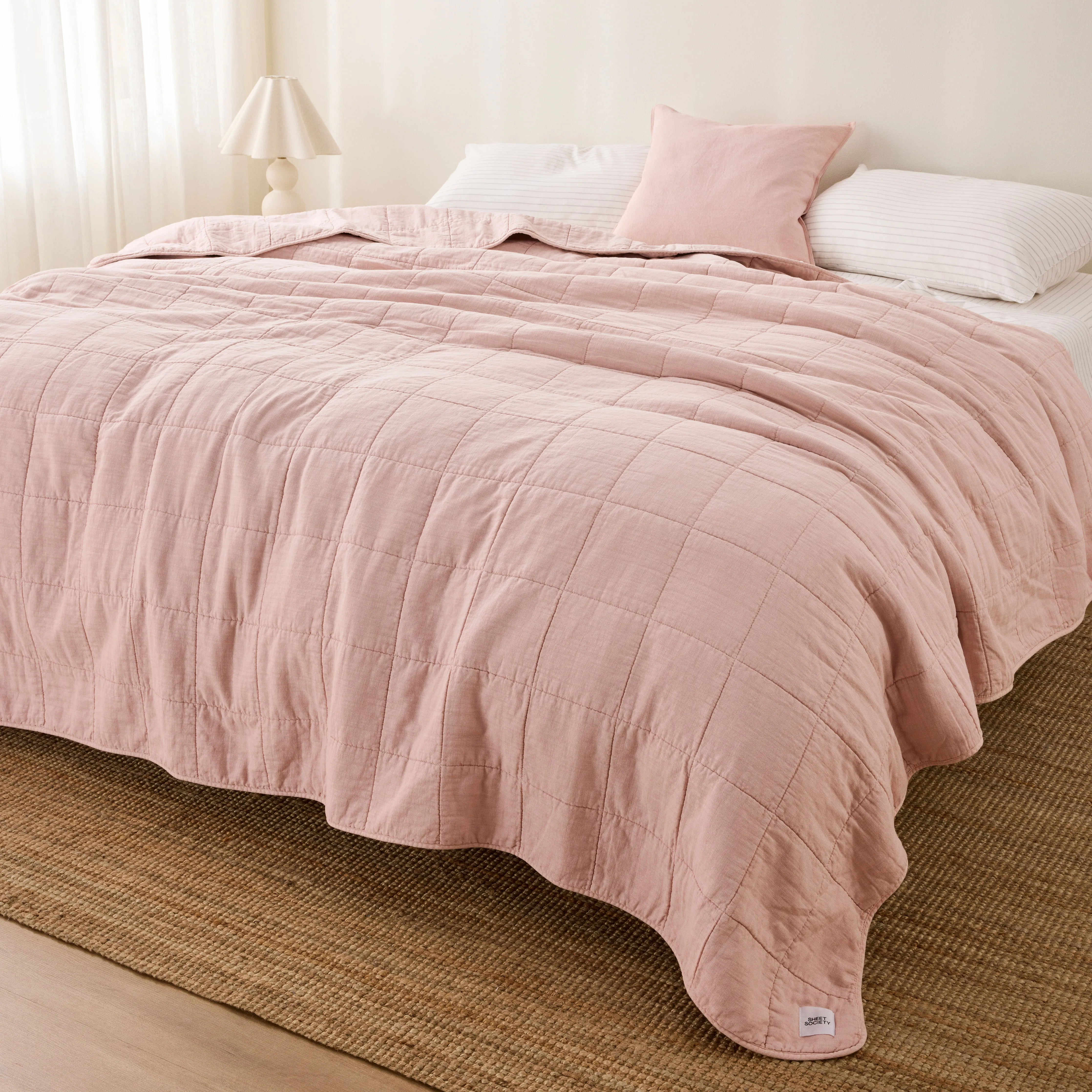 Rory Washed Cotton - Blush Blanket