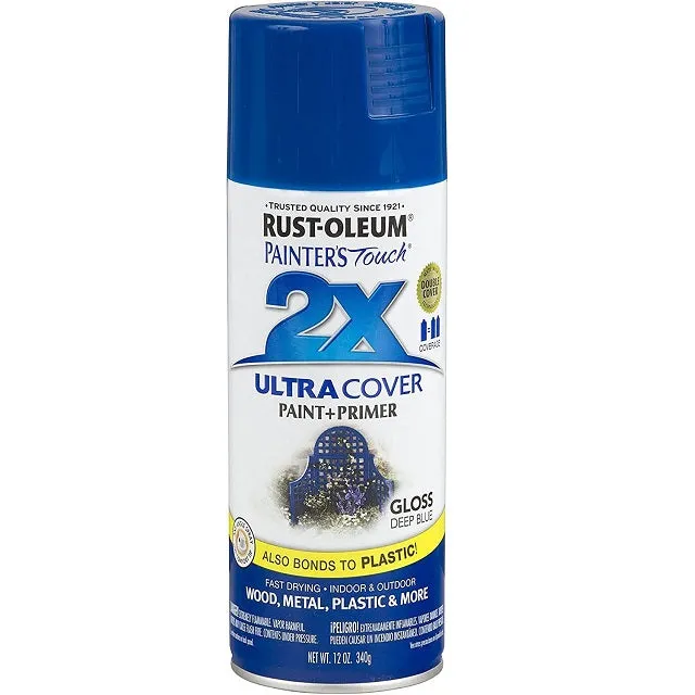 Rust-Oleum Painter's Touch 2X Ultra Cover Gloss Deep Blue Paint Primer Spray Paint 12 oz