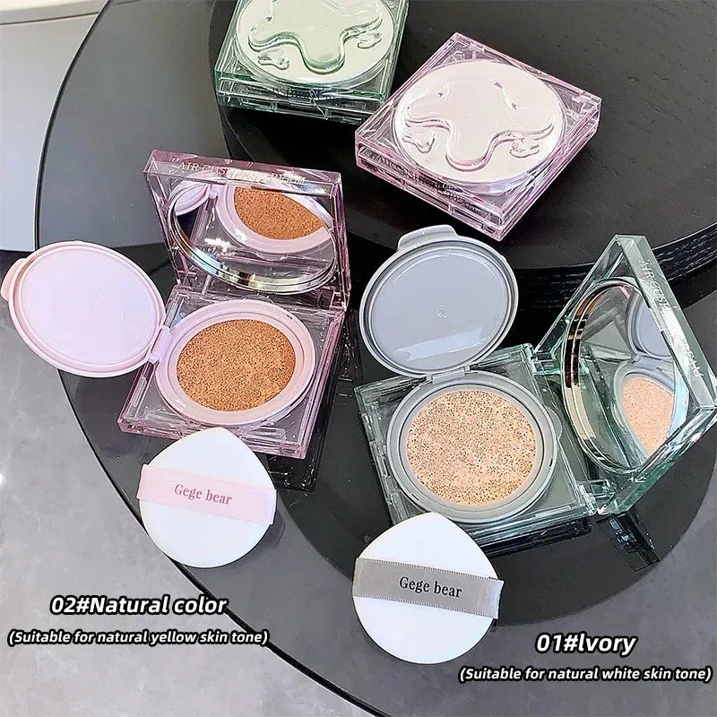 Yeknu Concealer Face Foundation Full Coverage Air Cushion BB Cream Brighten Skin Tone Gege Bear Light Natural Liquid Foundation Makeup
