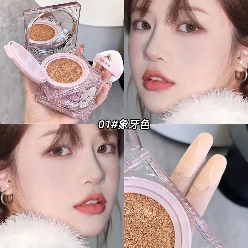 Yeknu Concealer Face Foundation Full Coverage Air Cushion BB Cream Brighten Skin Tone Gege Bear Light Natural Liquid Foundation Makeup