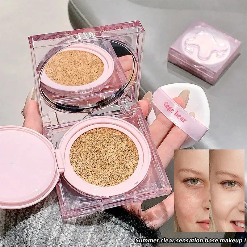 Yeknu Concealer Face Foundation Full Coverage Air Cushion BB Cream Brighten Skin Tone Gege Bear Light Natural Liquid Foundation Makeup